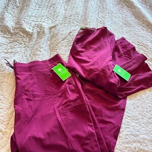 Vibrant Maroon Scrub Set